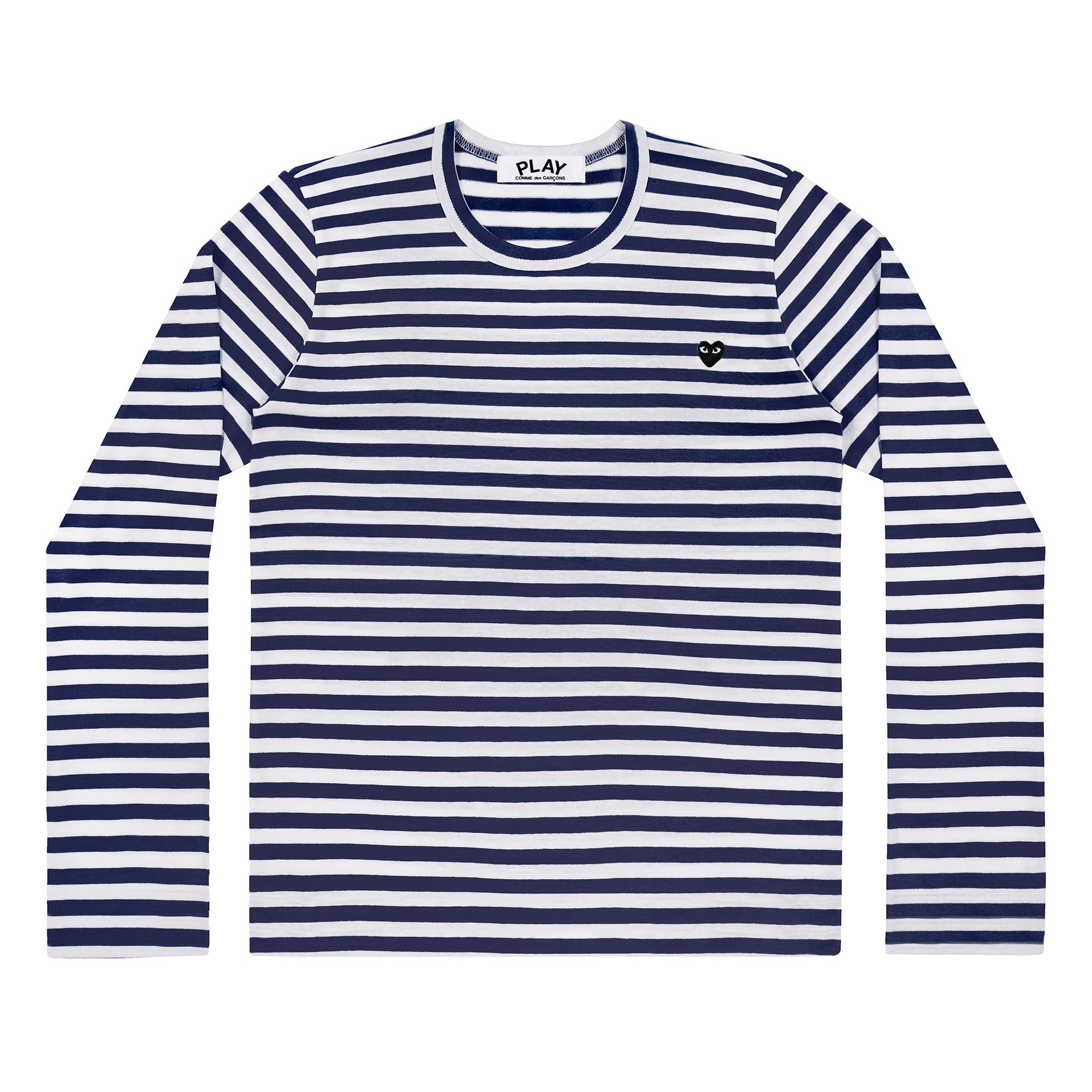 PLAY CDG - LITTLE BLACK HEART STRIPED L/S T-SHIRT - (NAVY/WHITE