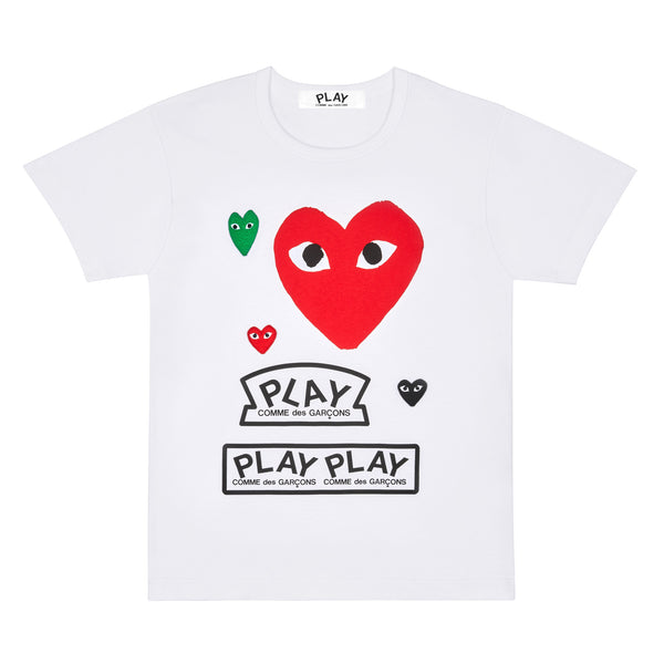 PLAY CDG - Multiple Heart Printed S/S T-Shirt - (White)