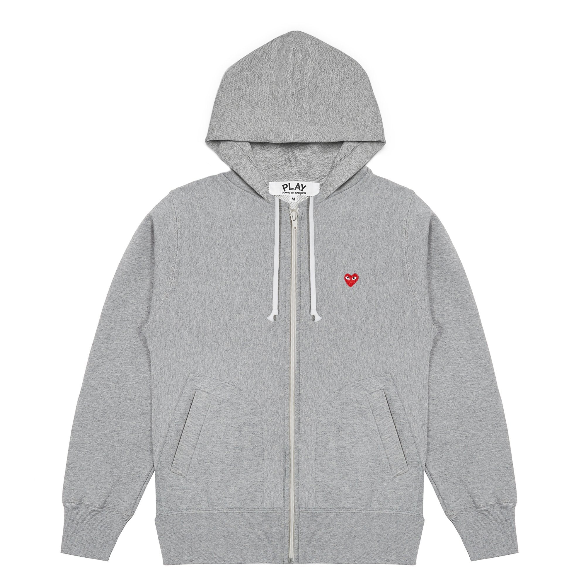 PLAY CDG HOODED SWEAT SHIRT WITH SMALL RED HEART - (TOP GREY) DSMG
