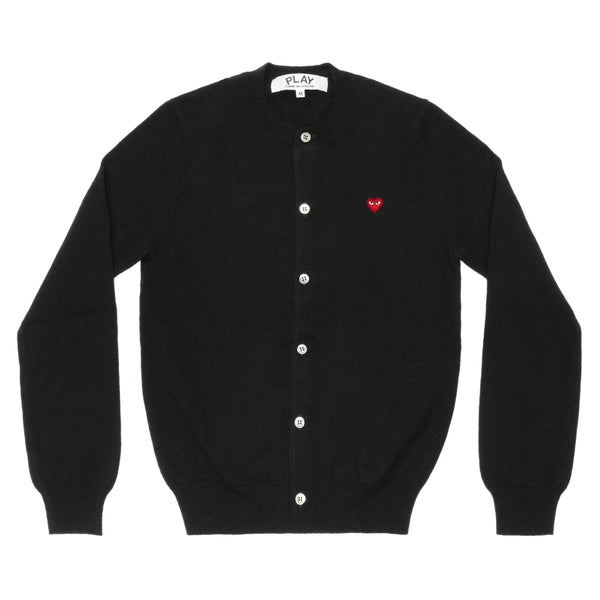PLAY CDG - LADIES' CARDIGAN WITH SMALL RED HEART - (BLACK)