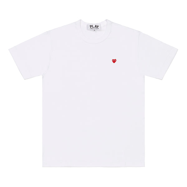 PLAY CDG - T-SHIRT WITH SMALL RED HEART - (WHITE)