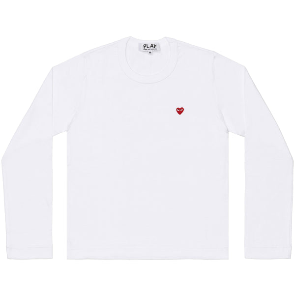 PLAY CDG - T-SHIRT WITH SMALL RED HEART - (WHITE)