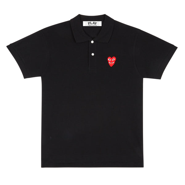 PLAY CDG - Double Red Heart Polo Shirt - (Black)