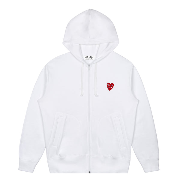 PLAY CDG - Double Red Heart Hoodie - (White)