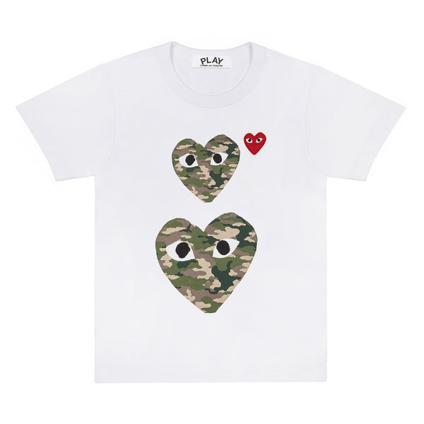 PLAY CDG - Camouflage Double Heart T-Shirt - (White)