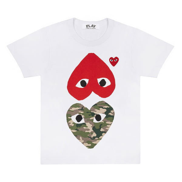 PLAY CDG - Camouflage With Upside Down Heart T-Shirt - (White)