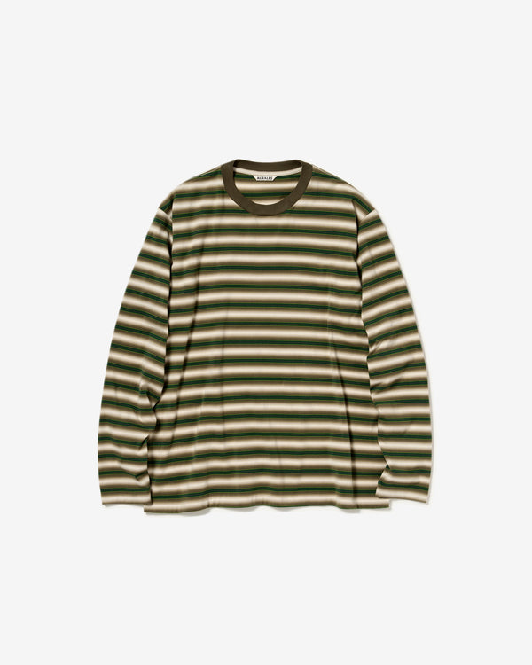AURALEE - Gradient Stripe Jersey L/S Tee - (Fade Brown Stripe)