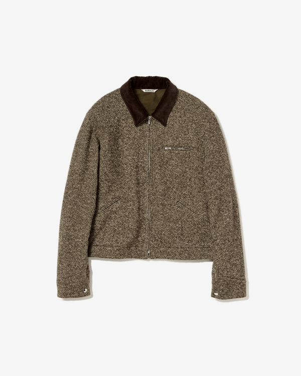 AURALEE - Homespun Tweed  Zip Blouson - (Brown)