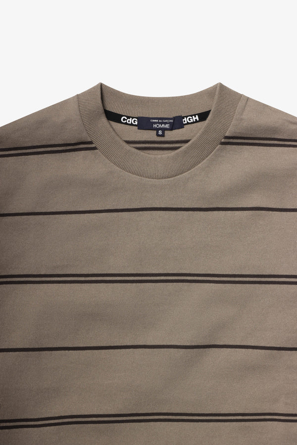 COMME des GARCONS HOMME - Cotton Tight Tension Jersey Horizontal Stripe X Cotton Jersey Plain - (Bge/Drk Brw X Ecr)