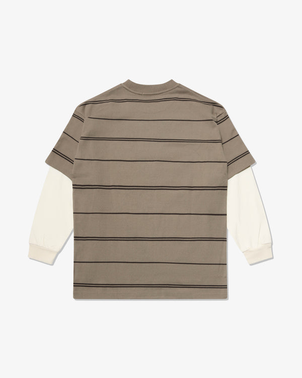 COMME des GARCONS HOMME - Cotton Tight Tension Jersey Horizontal Stripe X Cotton Jersey Plain - (Bge/Drk Brw X Ecr)