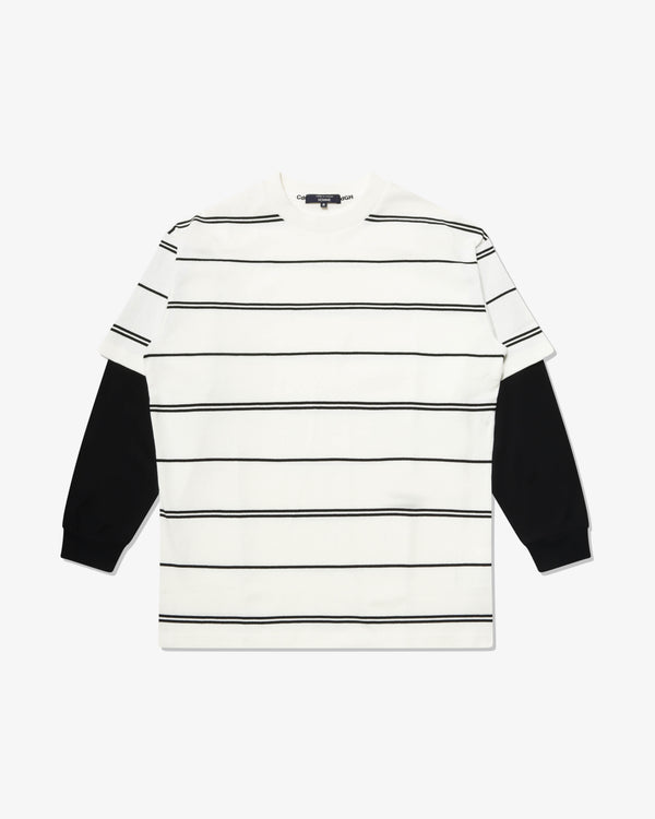 COMME des GARCONS HOMME - Cotton Tight Tension Jersey Horizontal Stripe X Cotton Jersey Plain - (Off-Wht/Bge X Blk)