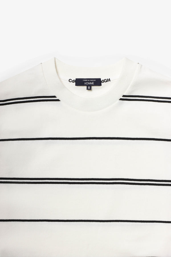 COMME des GARCONS HOMME - Cotton Tight Tension Jersey Horizontal Stripe X Cotton Jersey Plain - (Off-Wht/Bge X Blk)