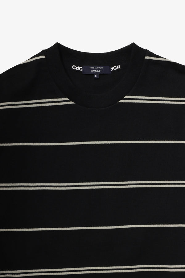 COMME des GARCONS HOMME - Cotton Tight Tension Jersey Horizontal Stripe X Cotton Jersey Plain - (Blk/Grey X Off-Wht)