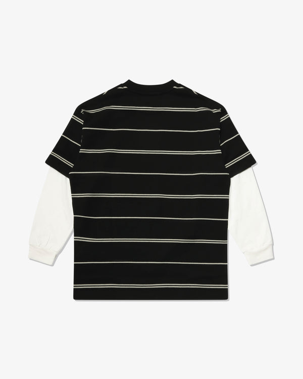 COMME des GARCONS HOMME - Cotton Tight Tension Jersey Horizontal Stripe X Cotton Jersey Plain - (Blk/Grey X Off-Wht)