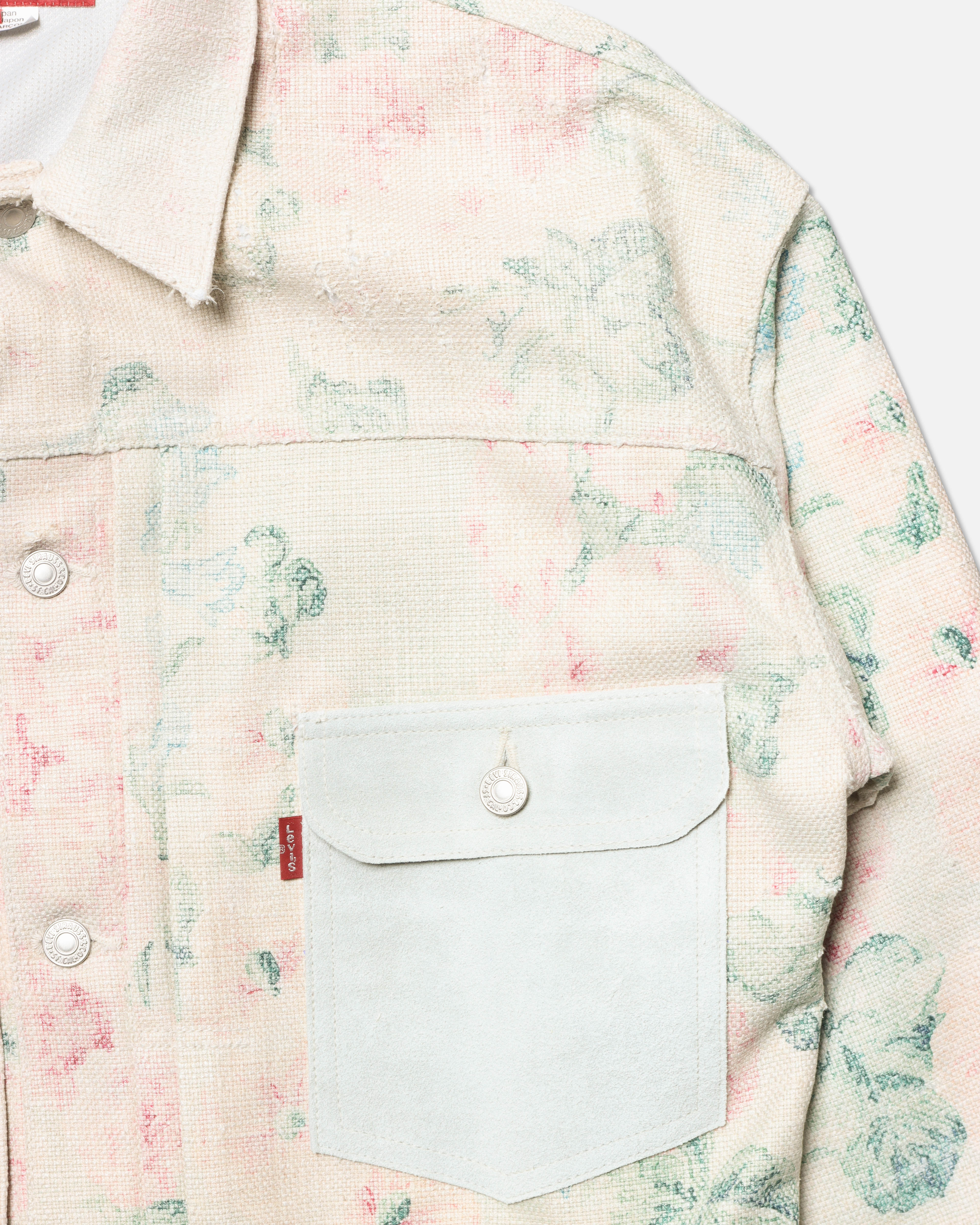 JUNYA WATANABE MAN: Rayon Linen Floral Pattern Printed X Cowhide