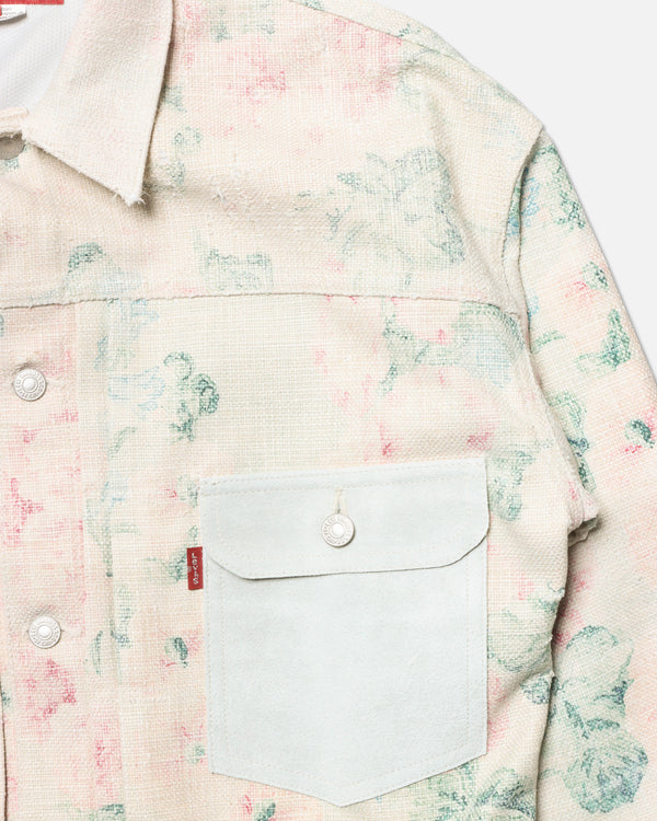 JUNYA WATANABE MAN - Rayon Linen Floral Pattern Printed X Cowhide Levi'S W Name - (Bge/Grn/Pnk)