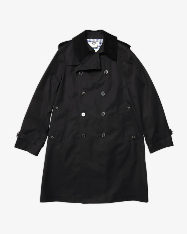JUNYA WATANABE MAN - Cotton Gabardine Polyurethane Laminated X Cotton Corduroy Mackintosh W Name - (Black X Black)