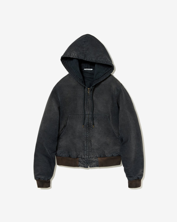 AURALEE - Product Dyed Organic Cotton Duck Short Zip Parka - (Faded Black)