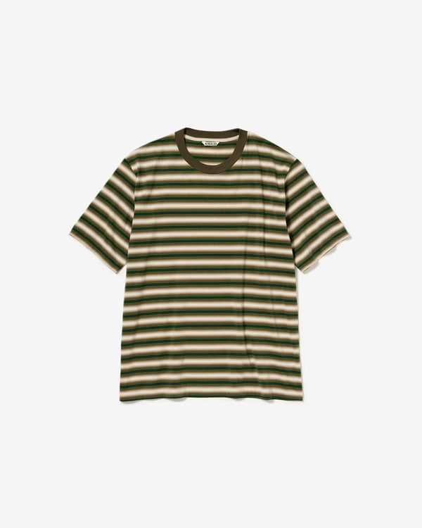 AURALEE - Gradient Stripe Jersey Tee - (Fade Brown Stripe)