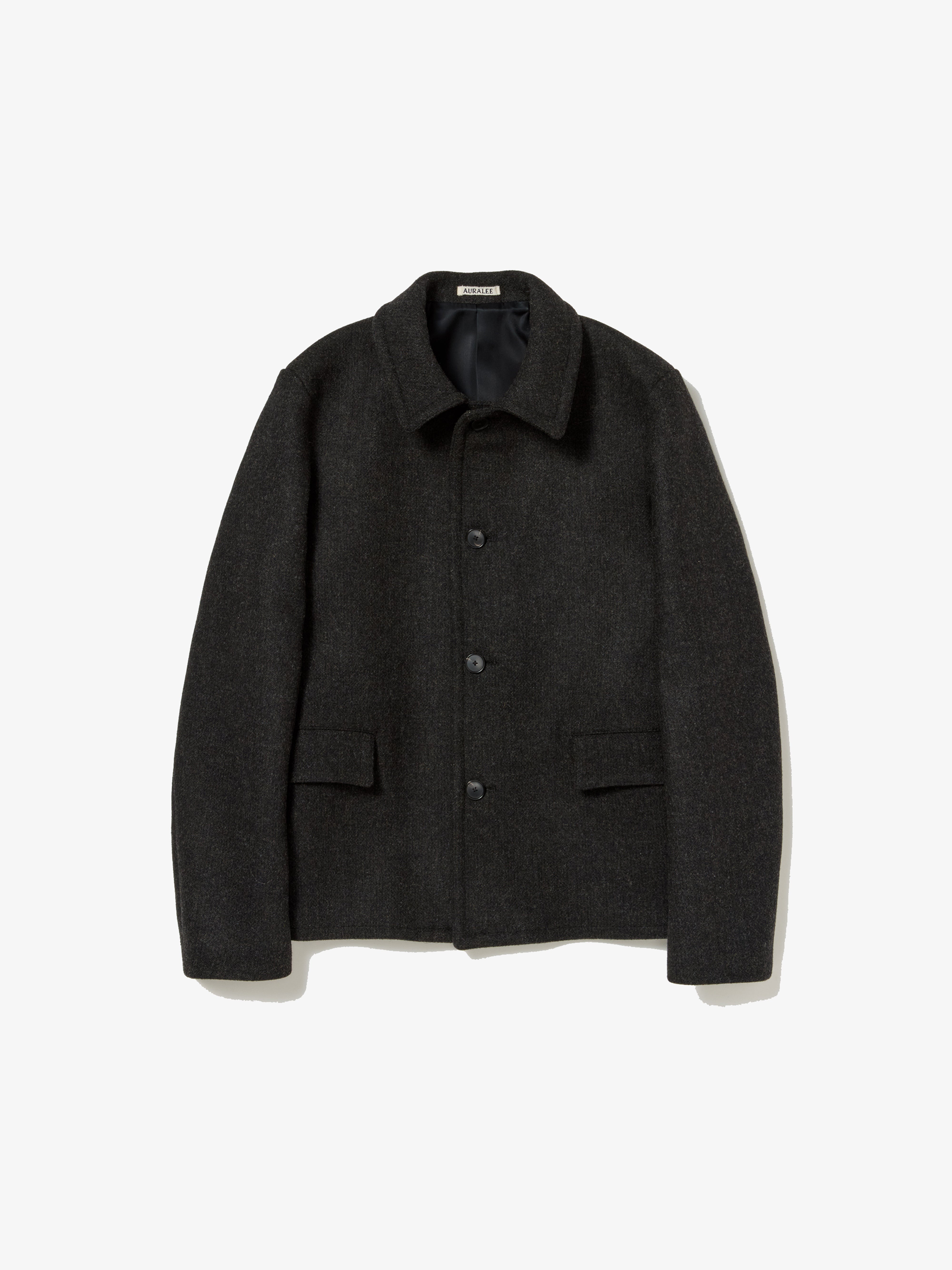 AURALEE: Shetland Wool Double Cloth Blouson (Dark Charcoal