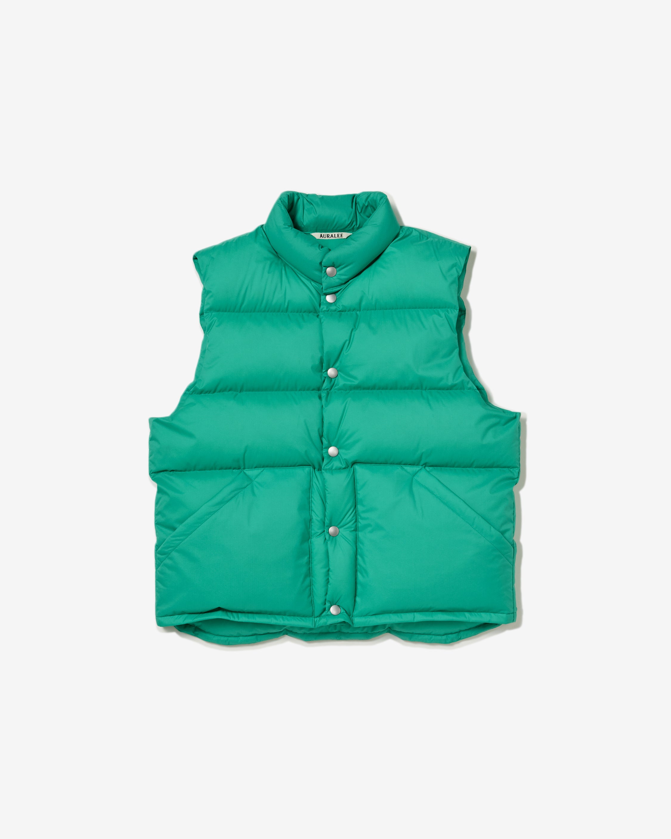AURALEE: Super Light Nylon Ripstop Down Vest (Jade Green) | DSMG E