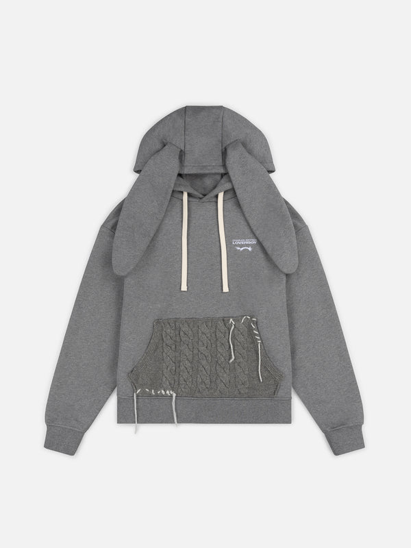 CHARLES JEFFREY LOVERBOY - Patch Rabbit Ears Hoody - (Grey Marl + Grey)