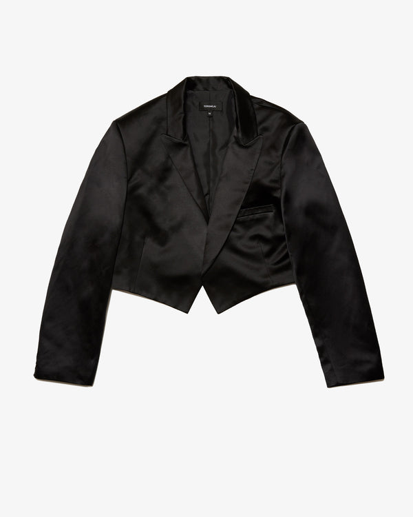 TORISHEJU - Cropped Bonded Satin Jacket - (Black)