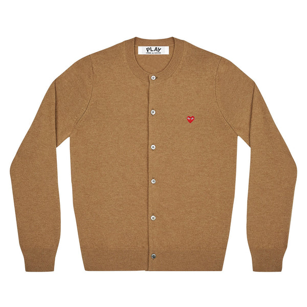 PLAY COMME des GARÇONS - Round Neck Cardigan With Red Small Emblem - (Brown)