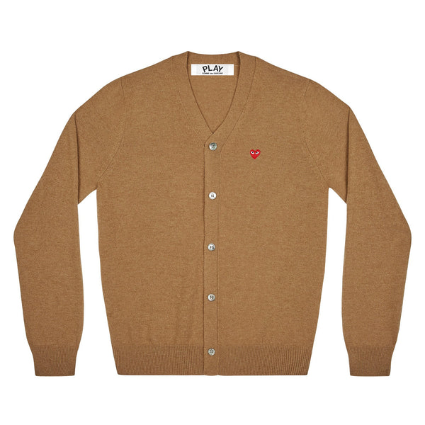 PLAY COMME des GARÇONS - V-Neck Cardigan With Red Small Emblem - (Brown)