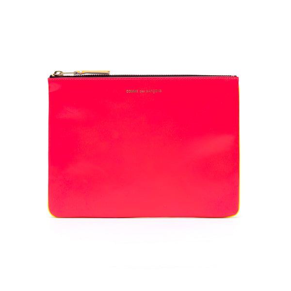 CDG WALLET - Super Fluo Pouch Large - (Light Orange / Pink)