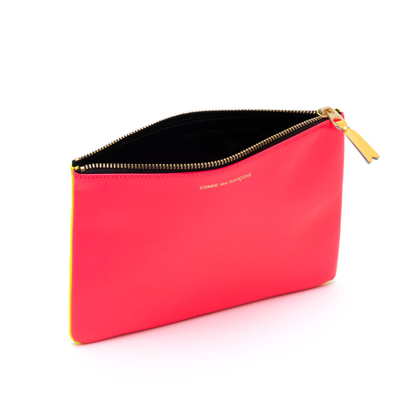 CDG WALLET - Super Fluo Pouch Large - (Light Orange / Pink)