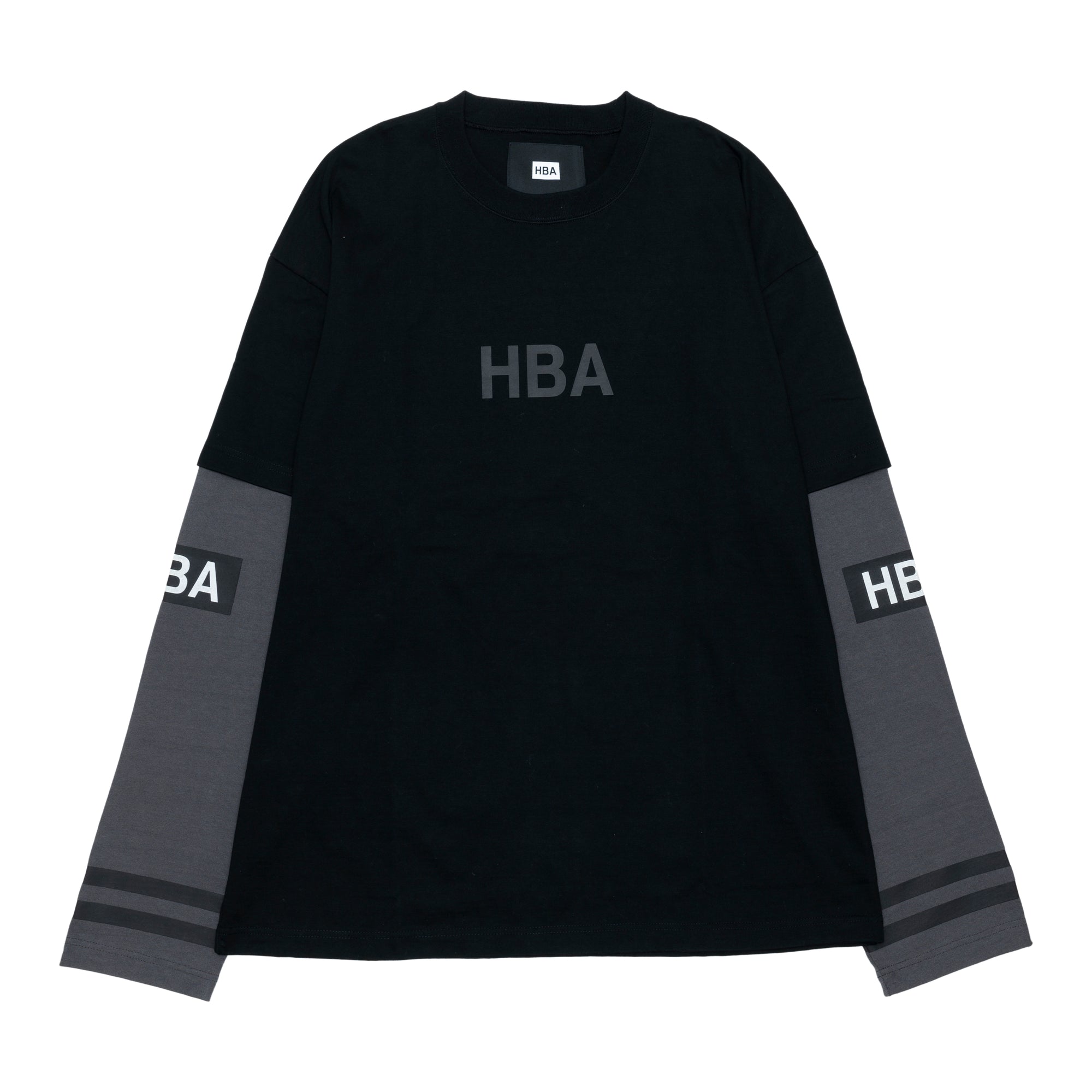 HOOD BY AIR - DSM SP LAYERED L/S HOCKEY TEE (TRUE/WASHED BLACK) view 1