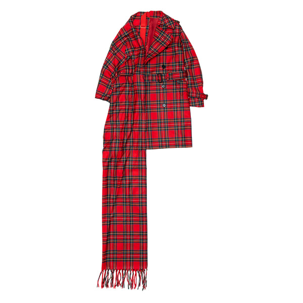 UNDERCOVER - Women's WOOL CK HALF SCARF TRENCH CT - (RED CK)