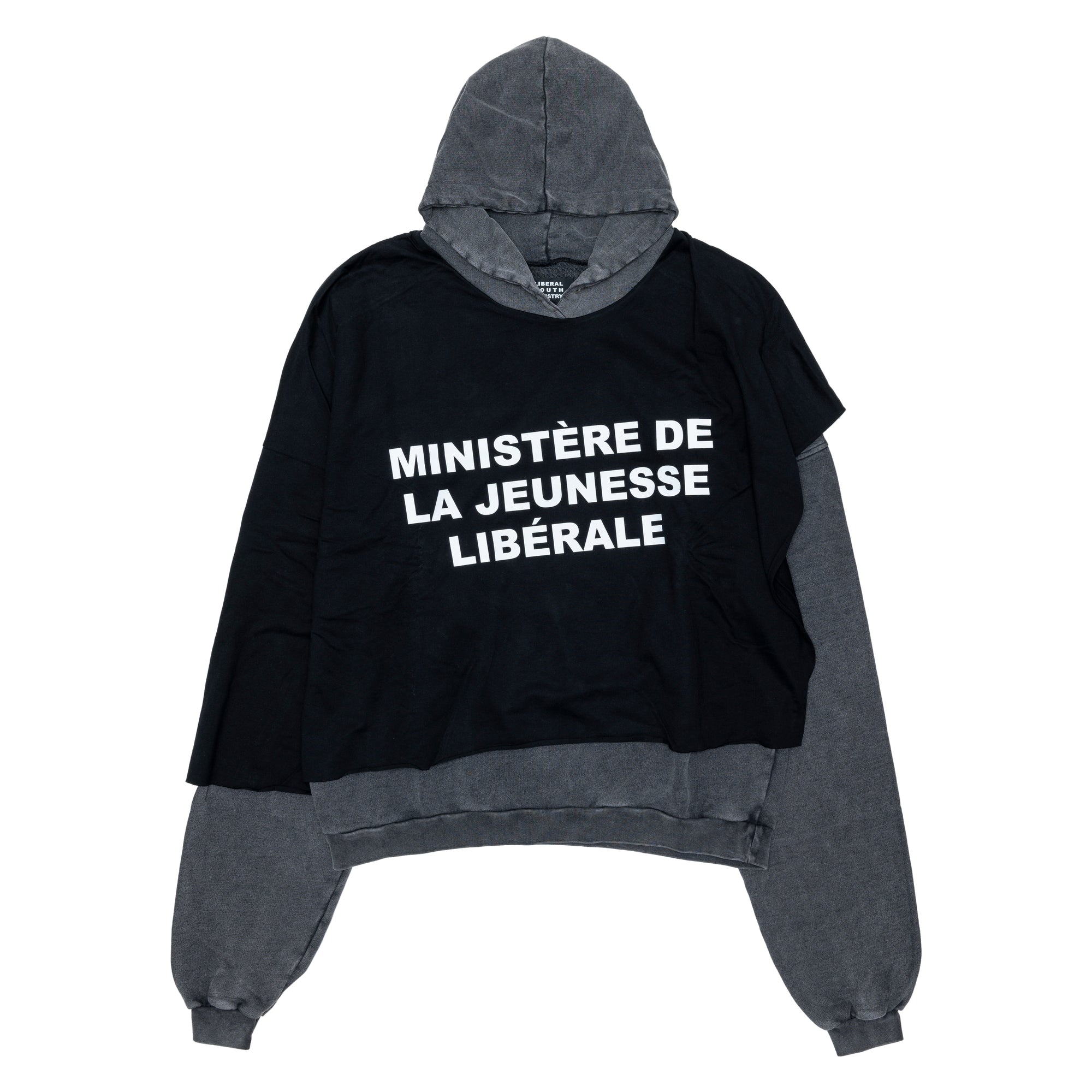 LIBERAL YOUTH MINISTRY - Men Hoodie With Half Sweatshirt Overlayed - Knit - (Black) view 1
