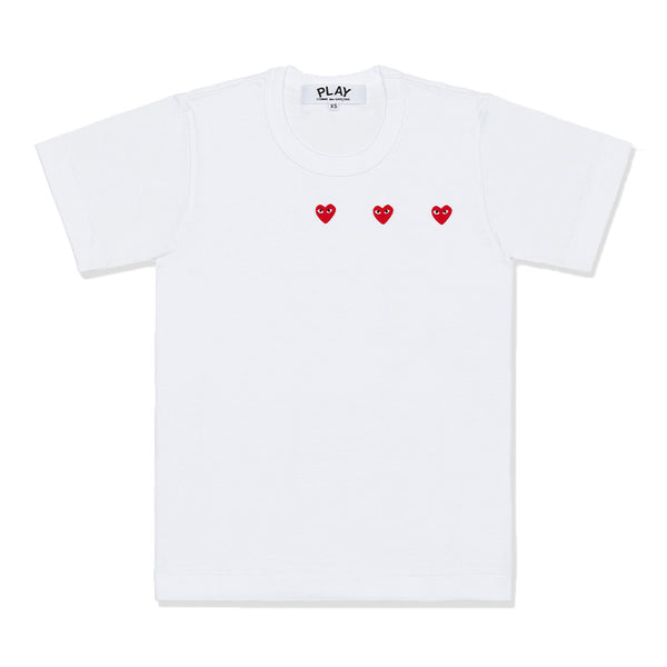 PLAY COMME des GARÇONS - Printed Triple Small Red Heart T-Shirt - (White)