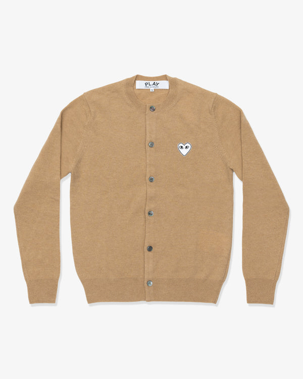 PLAY COMME des GARÇONS - Round Neck Cardigan With White Emblem - (Top Light Camel)