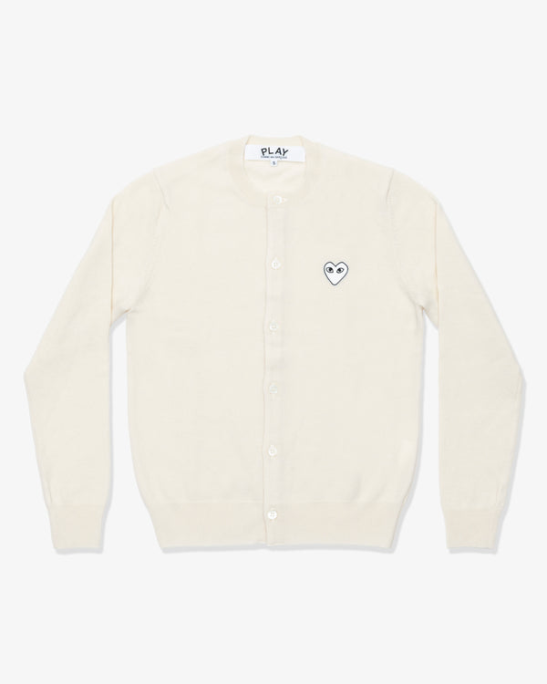 PLAY COMME des GARÇONS - Round Neck Cardigan With White Emblem - (Natural)