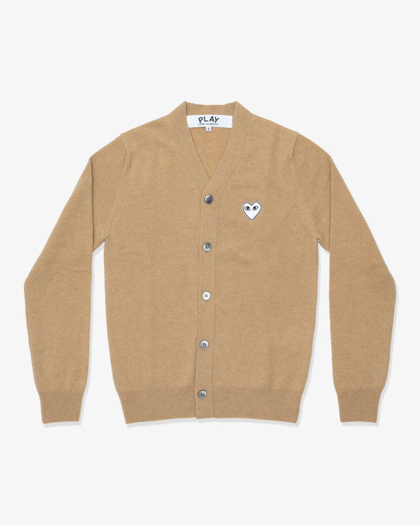 PLAY COMME des GARÇONS - V-Neck Cardigan With White Emblem - (Top Light Camel)