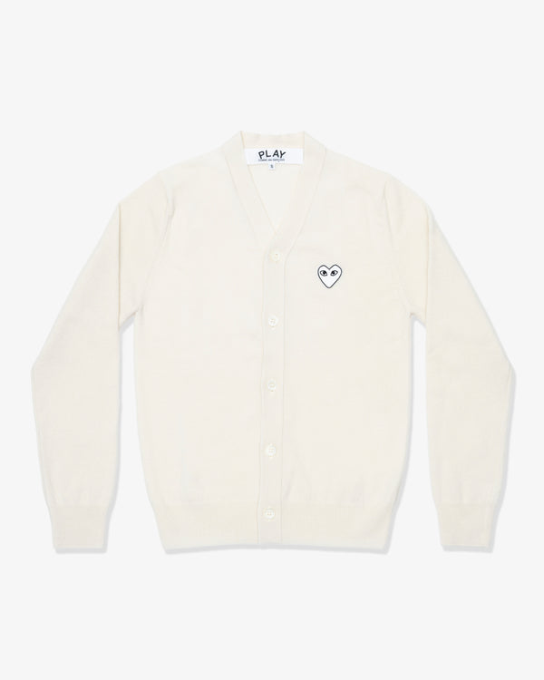 PLAY COMME des GARÇONS - V-Neck Cardigan With White Emblem - (Natural)