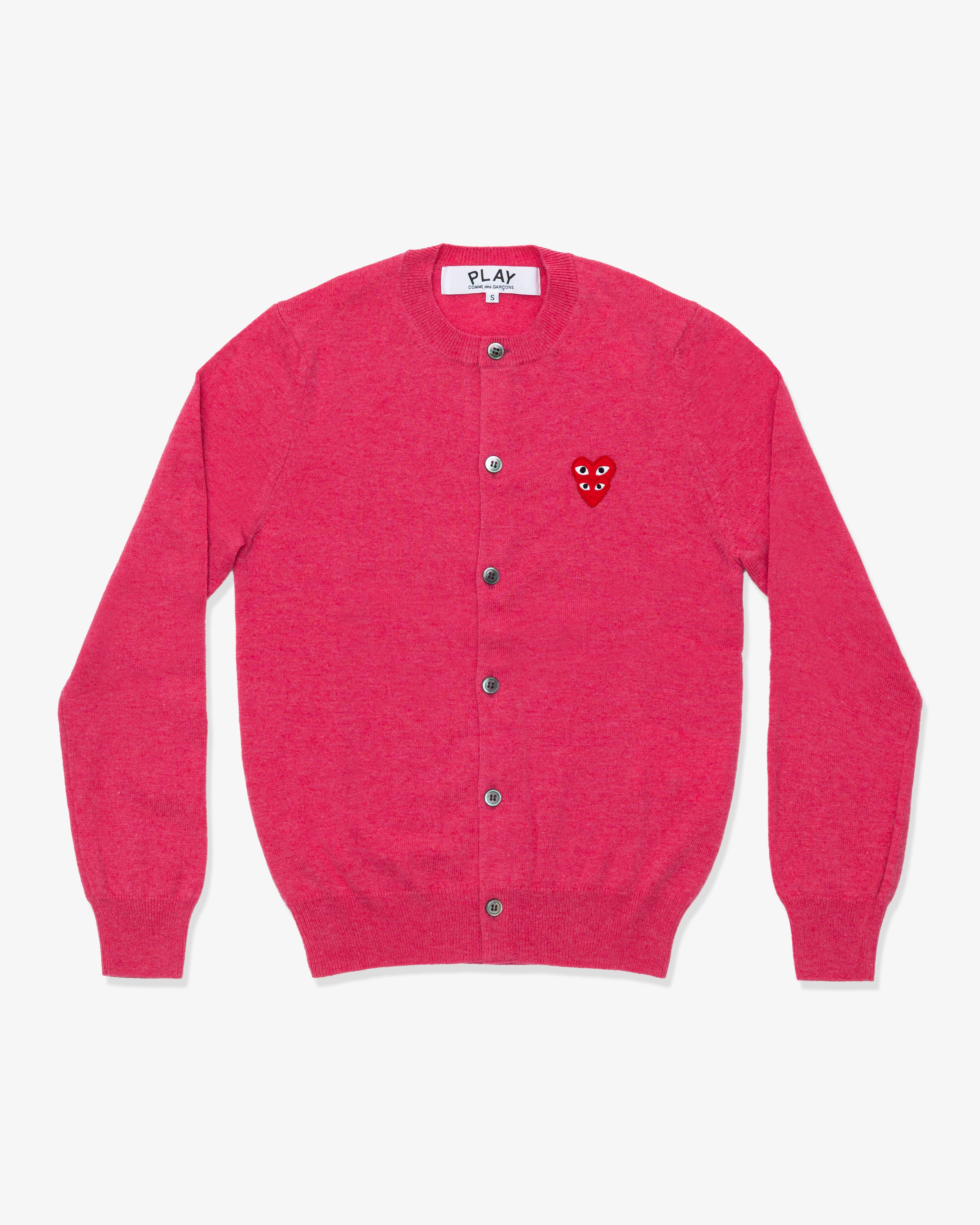 PLAY COMME des GARCONS カーディガン L レッド PLAY COMME des GARCONS 新品 プレイ コムデギャルソン RED HEART WOOL