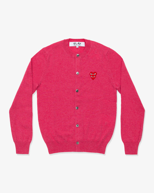 PLAY COMME des GARÇONS - Round Neck Cardigan With Red Layered Emblem - (Pink)