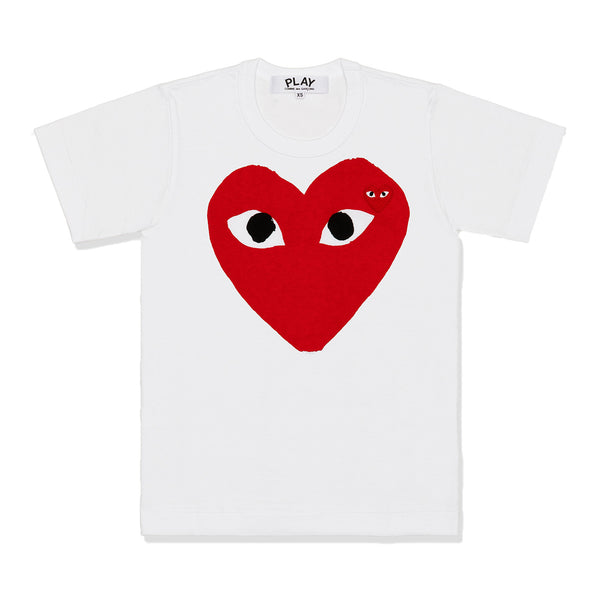 PLAY COMME des GARÇONS - Printed Red Heart T-Shirt With Red Emblem - (White)