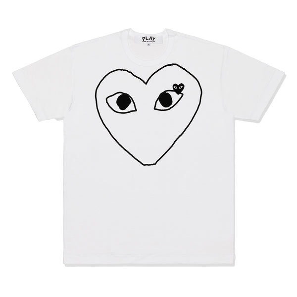 PLAY COMME des GARÇONS - Printed Outlined Heart T-Shirt With Black Emblem - (White)
