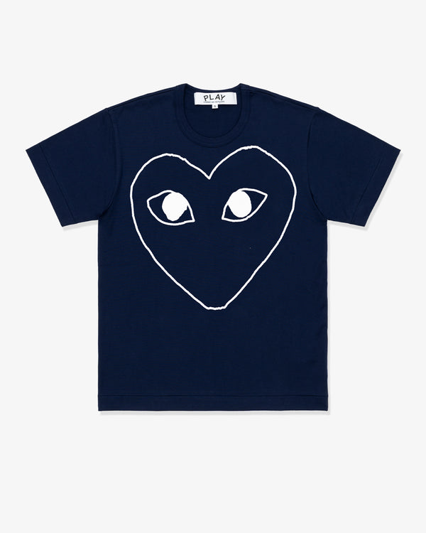 CDG PLAY - Cotton Jersey Print (White) - (Navy)