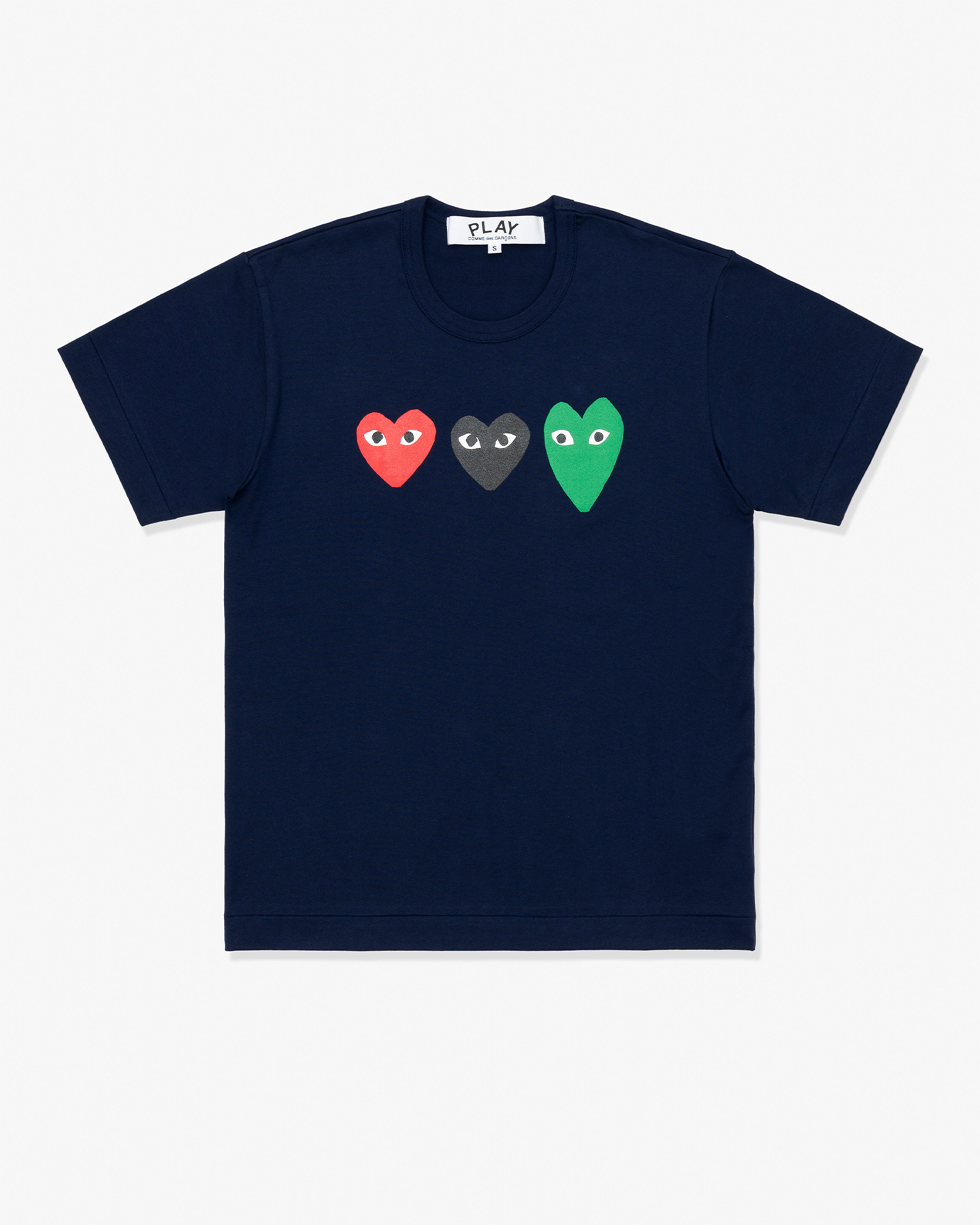 CDG PLAY: Cotton Jersey Print/Red X Black X Green (Navy) | DSMG E-SHOP
