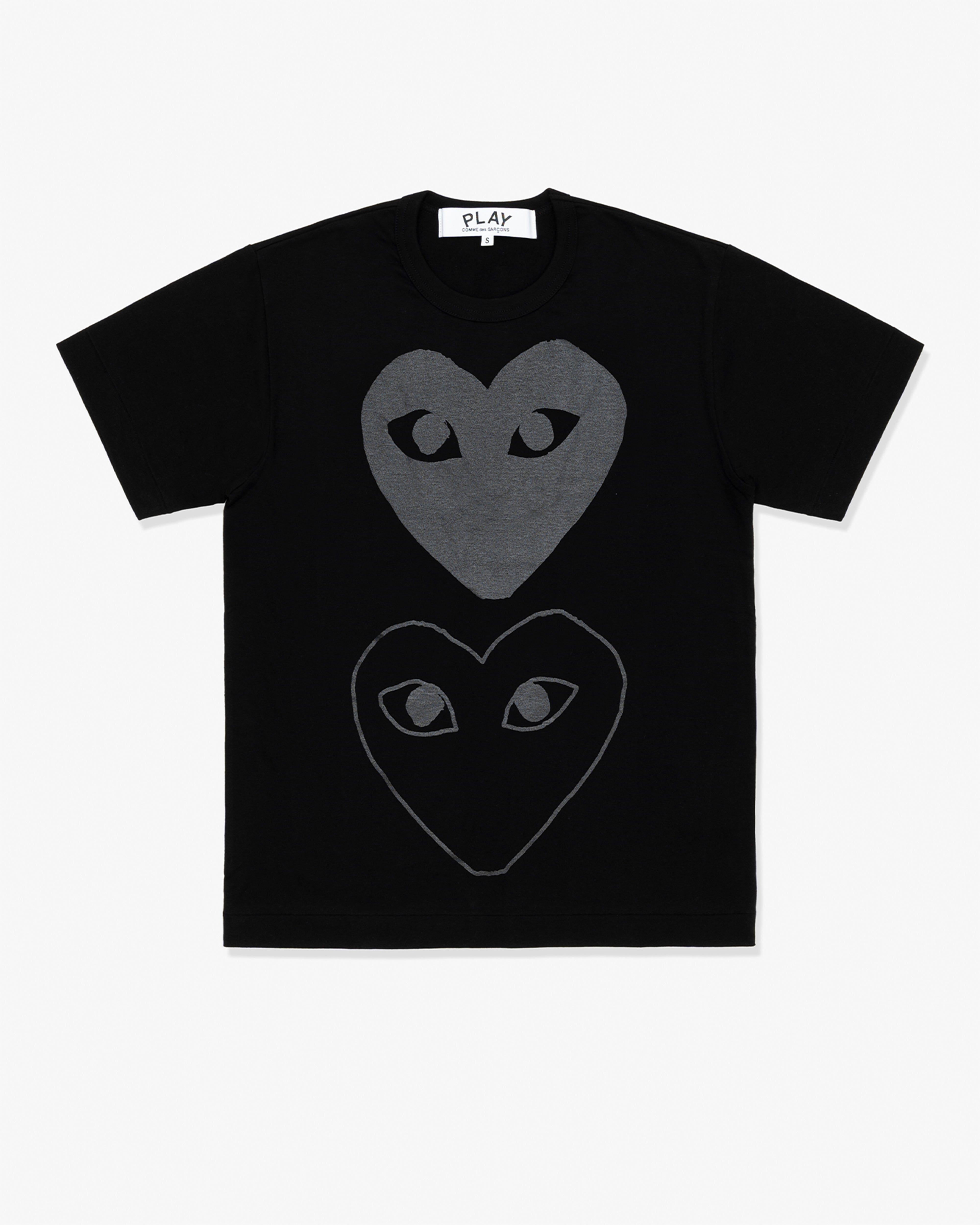 COMME des GARCONS ハート柄 ティアード カットソー ブラック CDG PLAY: Cotton Jersey Print With Black Ax-T194-051 (Black