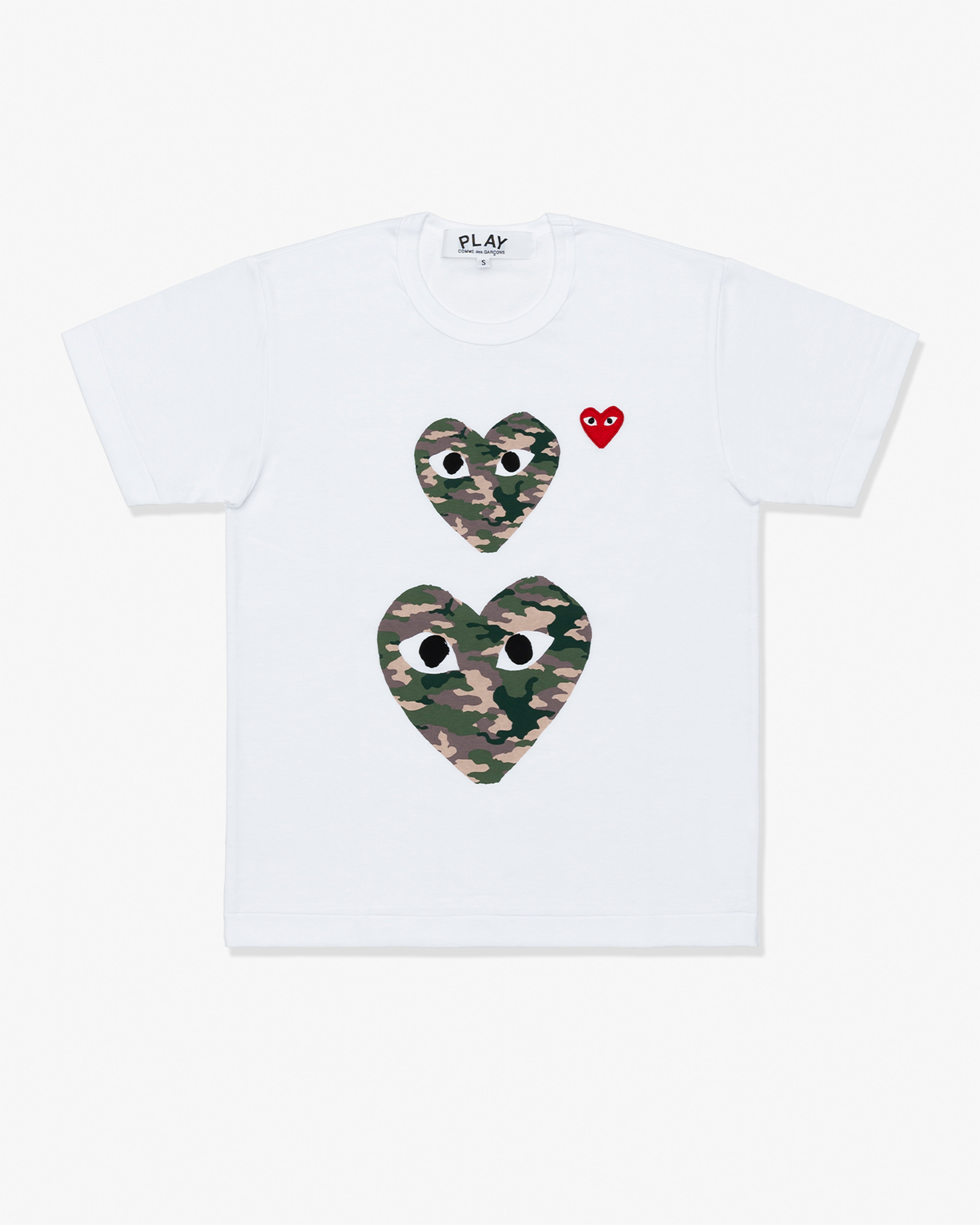 CDG PLAY: Cotton Jersey Print / Camouflage (White) | DSMG E-SHOP