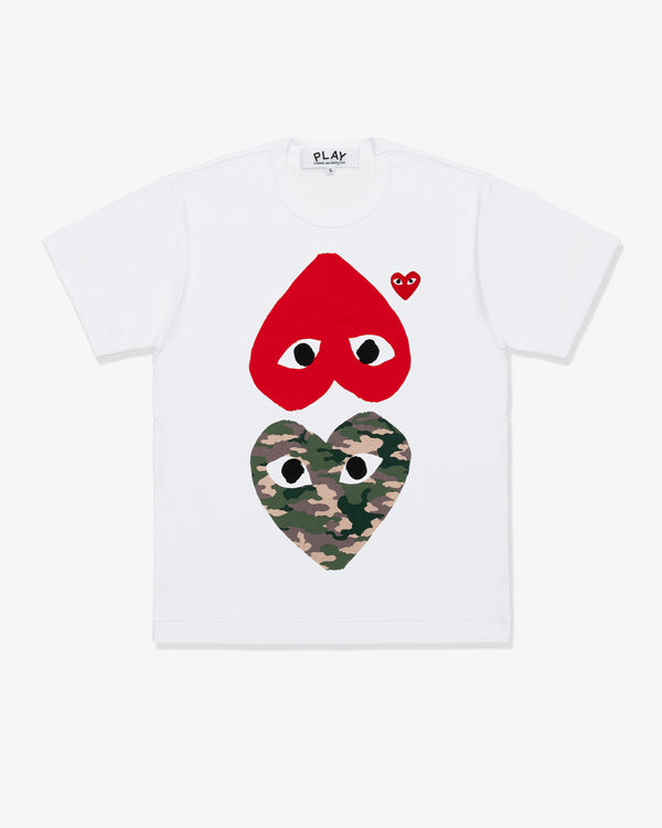 CDG PLAY - Cotton Jersey Print / Red X Camouflage - (White)