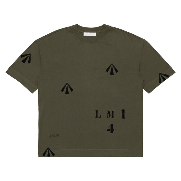 APPLIED ART FORMS - Oversized T-Shirt [Hand Stenci - (D Green)