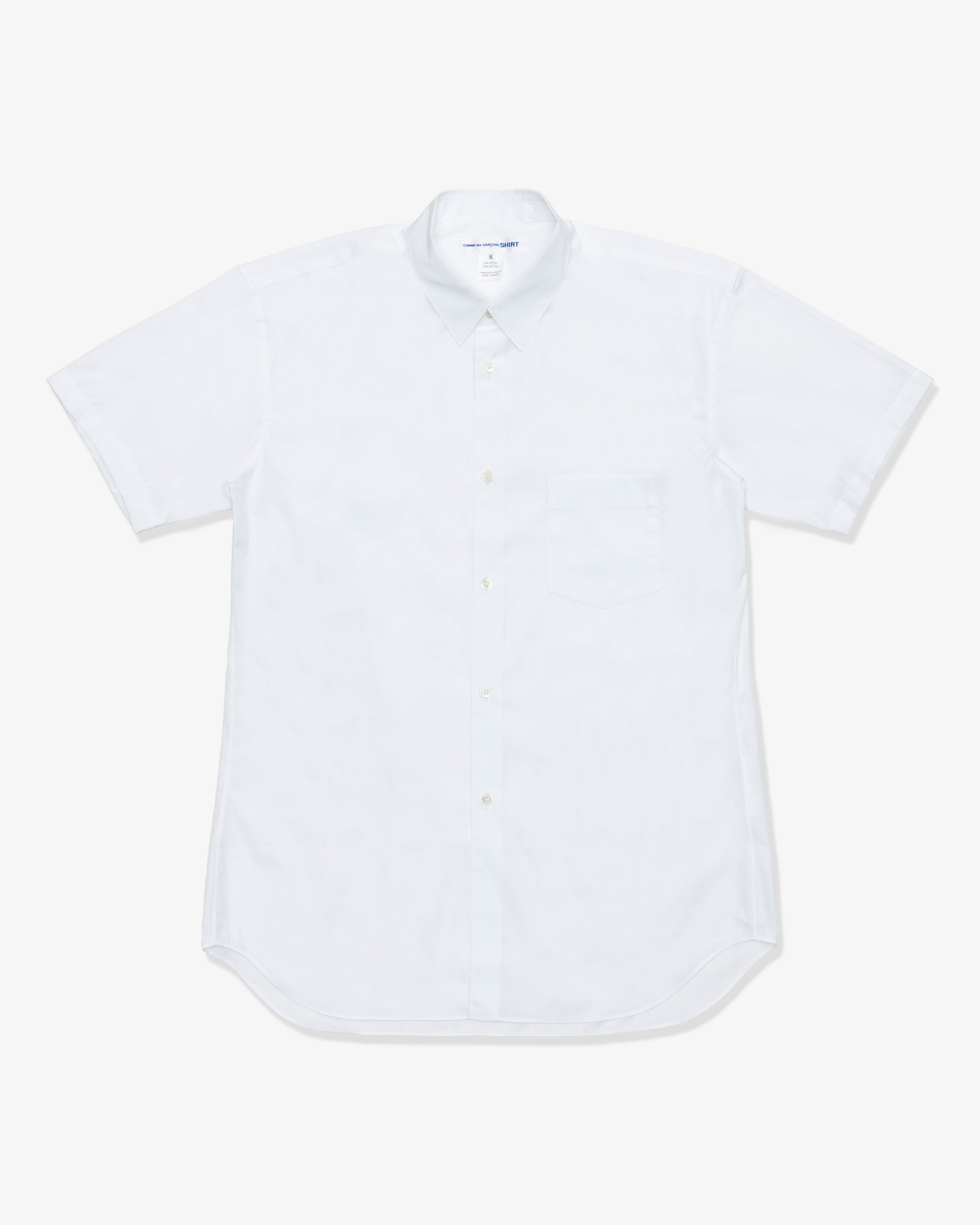 CDG Shirt Forever: Narrow Classic Short Sleeve Plain Shirts (White